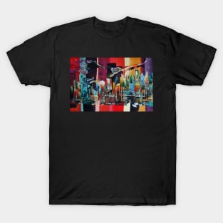 New York City Skyline Bald Eagle T-Shirt